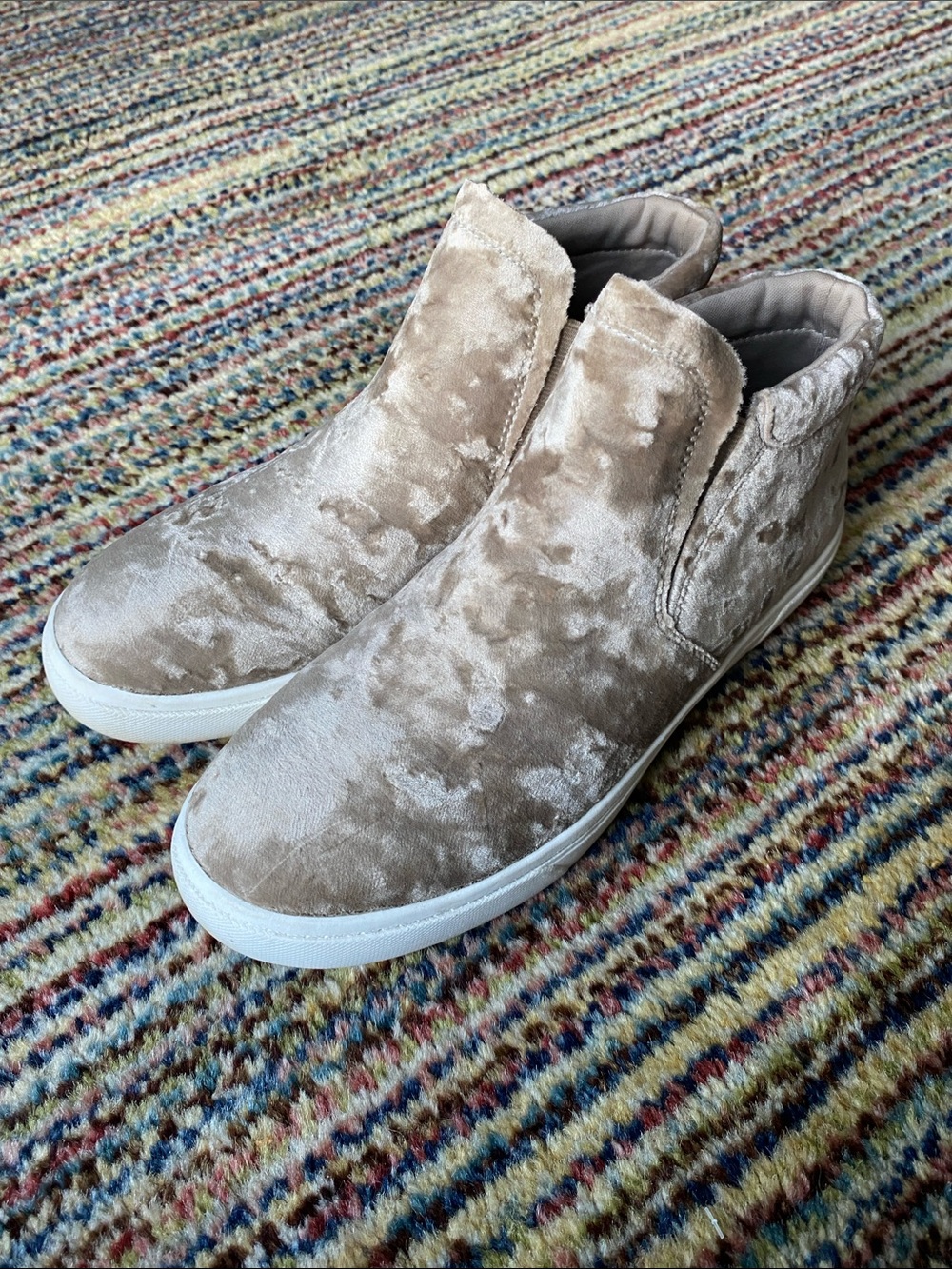 Fabletics Taupe Velvet Slip-On High-Top